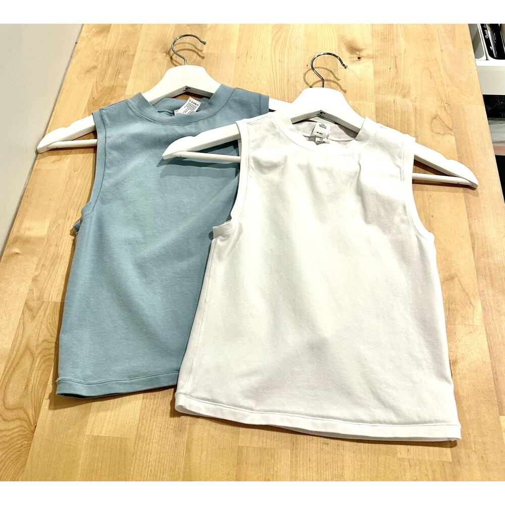 Yogalicious Airlite Melissa Crop Tank Top 2-Pack - White & Blue - Size XS - NWOT